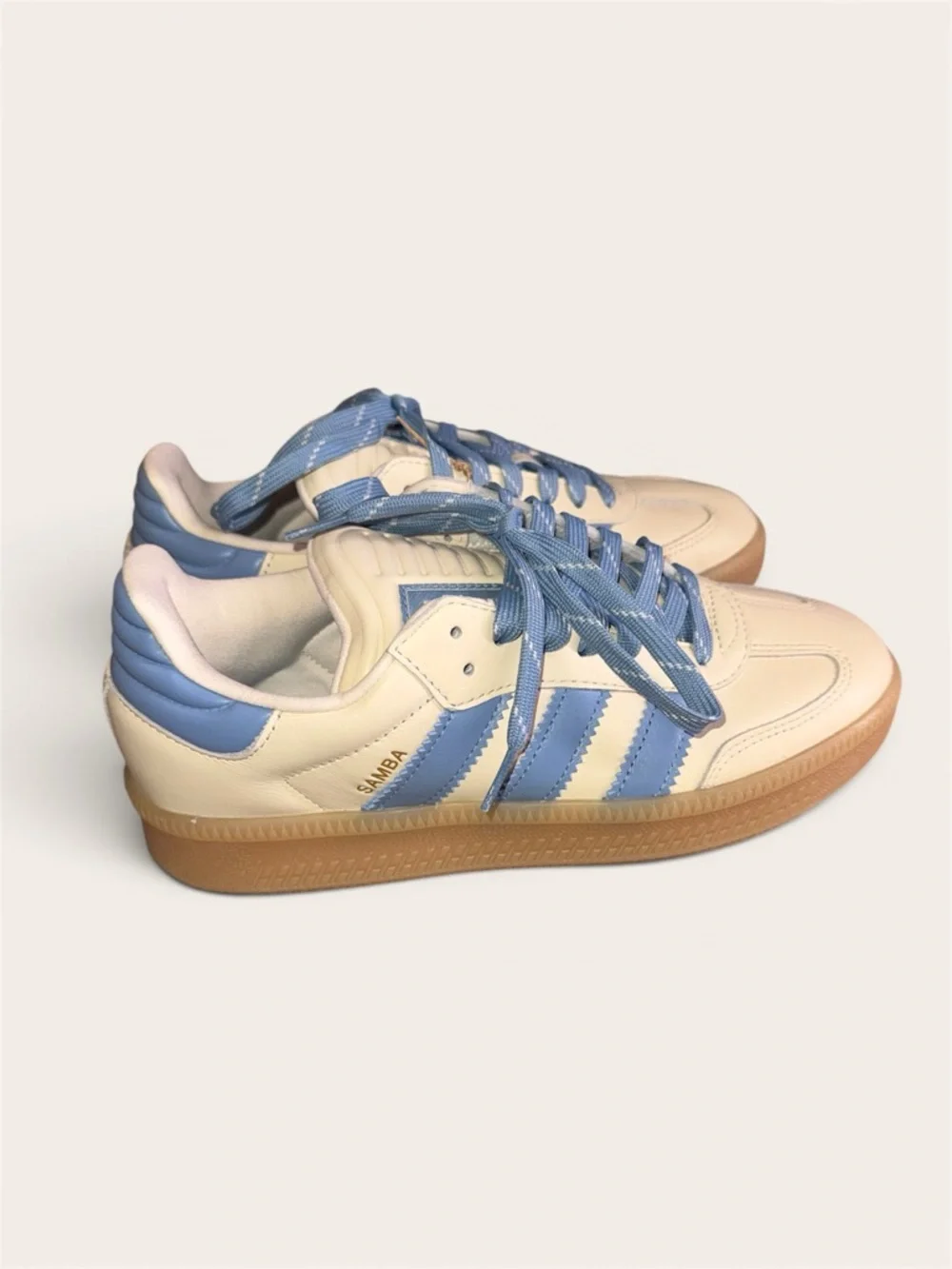 Adidas Cream & Light Blue Samba XLG 7M/8W